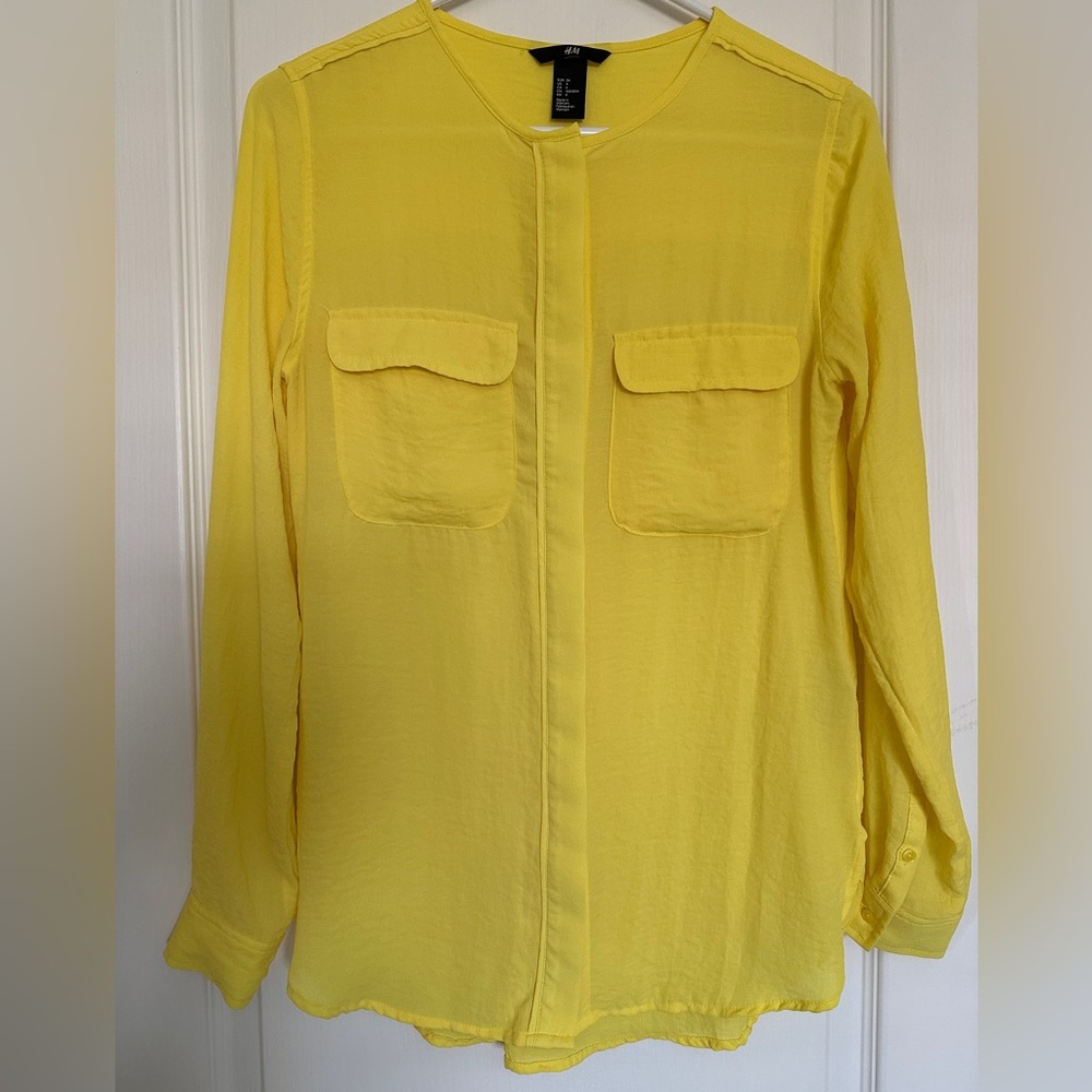H&M Bright Yellow Long Sleeve Blouse - Size 4